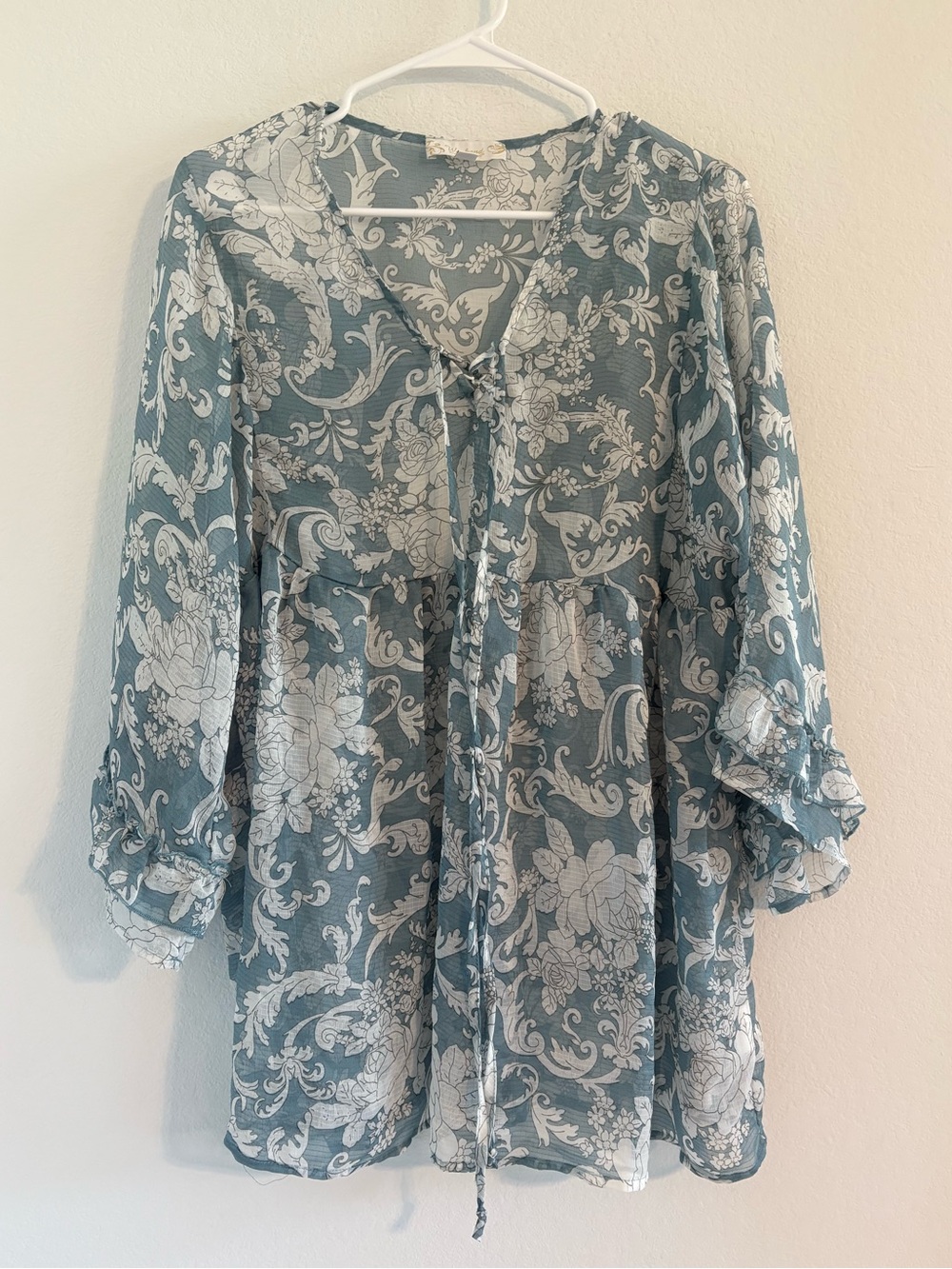 Boho Cottagecore Flowy Weekend Suzanne Betro Women Plus Size 1X Floral Blouse